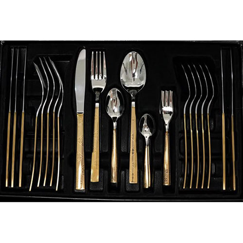 GOLD CUTLERY SET (ENG. PATTRN) 36 PCS - Joudah
