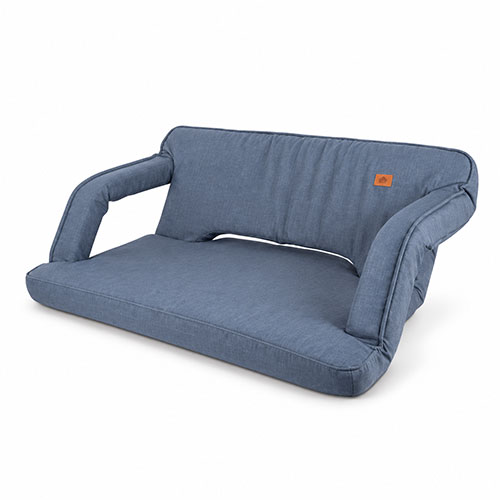 Blue Double-Seat Padded Camping Floor Chair - Camouflage