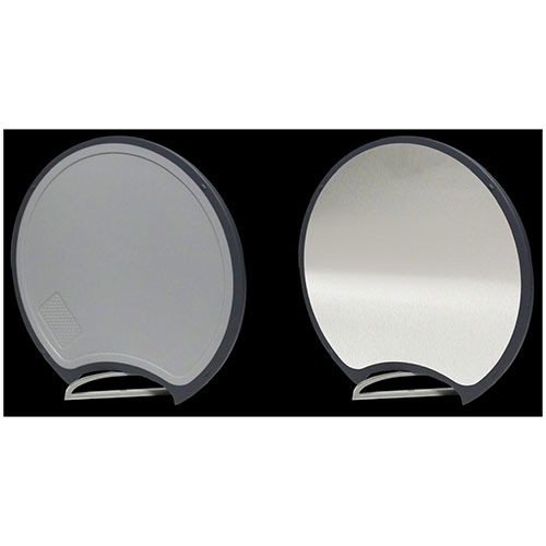 Cutting board made of stainless steel on one side and heat- and scratch-resistant PP on the other (Round Grey) - Joudah