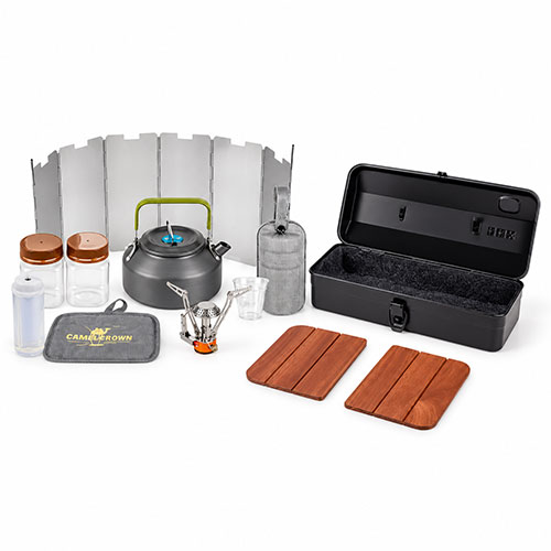 Al Saqar Camping Cooking Set with Carry Case - Camouflage