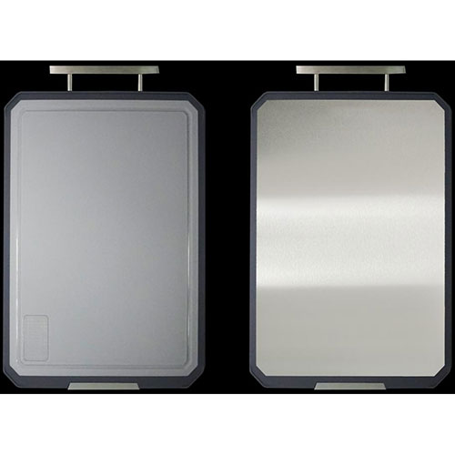 Cutting board made of stainless steel on one side and heat- and scratch-resistant PP (Medium White) - Joudah