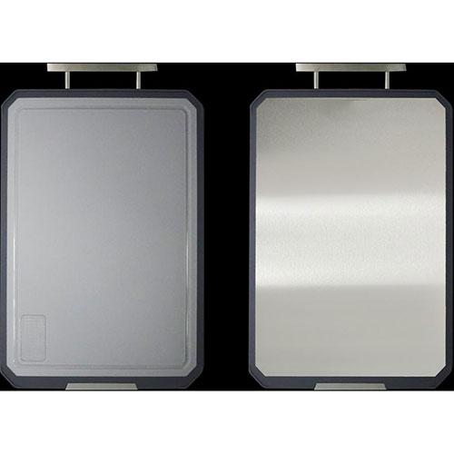 Cutting board made of stainless steel on one side and heat- and scratch-resistant PP (Medium Grey) - Joudah