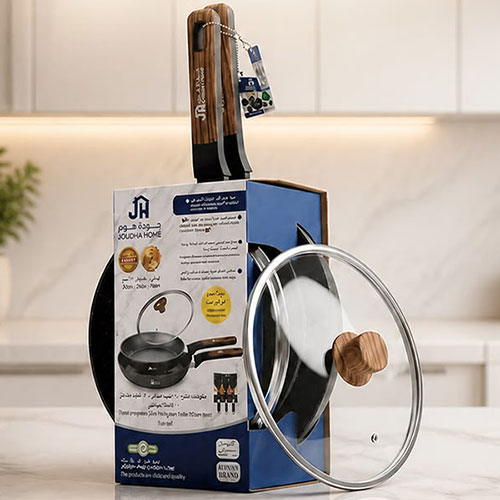 Frying Pan Set in Different Sizes with Glass Lid (24 + 28 cm) 2 pcs - Joudah Home