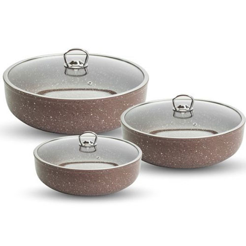 Tray 3 Pcs 30.28.26 Cm With Glass Lid 4 mm - Saflon
